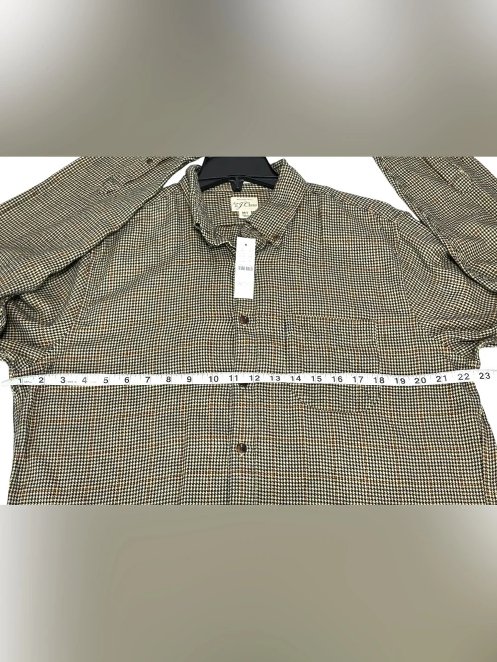 J. Crew Brushed Twill Houndstooth Shirt Button Down Men’s Medium Tall